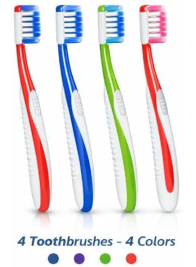 Toothbrush Set – 4 Pieces in Different Colors, Soft Bristles with Rounded Tips for Gentle Cleaning, Suitable for Daily Family Use, Imported Product - Image 1